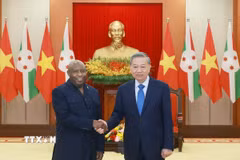 Tổng Bí thư Tô Lâm tiếp Tổng thống nước Cộng hòa Burundi Évariste Ndayishimiye. (Ảnh: Thống Nhất/TTXVN)