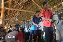 Lễ Ét Đông của đồng bào Bahnar nhánh Giơ Lâng với mong muốn có một vụ mùa bội thu. (Ảnh: Dư Toán/TTXVN)