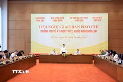 Hội nghị giao ban báo chí thông tin về Kỳ họp thứ 2, Quốc hội khóa XVI. (Ảnh: Tuấn Anh/TTXVN)
