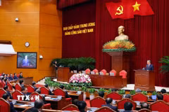 Tổng Bí thư Tô Lâm phát biểu bế mạc Hội nghị lần thứ 12 Ban Chấp hành Trung ương Đảng khóa XIII. (Ảnh: Phạm Kiên.TTXVN)