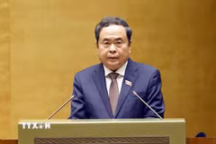 Chủ tịch Quốc hội Trần Thanh Mẫn phát biểu bế mạc Kỳ họp không thường lệ thứ nhất, Quốc hội khóa XVI. (Ảnh: Doãn Tấn/TTXVN)