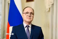 Đại sứ Liên bang Nga tại Việt Nam Bezdetko Gennady Stepanovich trả lời phỏng vấn phóng viên Thông tấn xã Việt Nam. (Ảnh: Việt Đức/TTXVN)