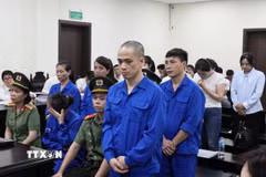 Các bị cáo tại phiên tòa. (Ảnh: Kim Anh/TTXVN)
