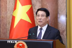 Chủ tịch nước Lương Cường phát biểu giao nhiệm vụ. (Ảnh: Lâm Khánh/TTXVN)