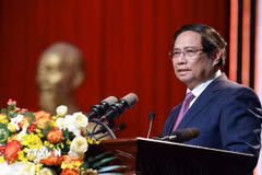 Thủ tướng Phạm Minh Chính phát biểu tại Lễ kỷ niệm 80 năm Ngày thành lập Đài Tiếng nói Việt Nam. (Ảnh: Dương Giang/TTXVN)