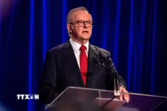Thủ tướng Australia Anthony Albanese phát biểu tại Sydney. (Ảnh: THX/TTXVN)