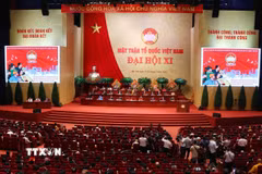 Phiên tham luận Đại hội đại biểu toàn quốc Mặt trận Tổ quốc Việt Nam lần thứ XI, nhiệm kỳ 2026-2031. (Ảnh: Văn Điệp/TTXVN)