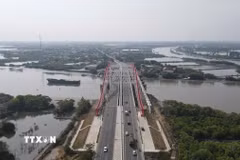 Cầu Cỏ May 1 và Cỏ May 2 song song (tại vị trí mũi tấn công chính của quân giải phóng) trở thành huyết mạch phát triển kinh tế của thành phố Vũng Tàu. (Ảnh: Đoàn Mạnh Dương/TTXVN)