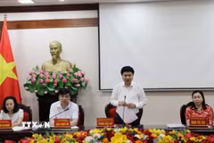 Bí thư Tỉnh ủy, Chủ tịch Ủy ban Nhân dân tỉnh Hà Nam Trương Quốc Huy phát biểu tại hội nghị. (Ảnh: Thanh Tuấn/TTXVN)