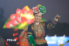 Các tiết mục nghệ thuật truyền thống của Việt Nam được giới thiệu trong không gian diễn ra lễ hội. (Ảnh: Khánh Hòa/TTXVN)