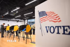 Cử tri bỏ phiếu sớm bầu cử giữa nhiệm kỳ tại Los Angeles, bang California (Mỹ). (Ảnh minh họa. AFP/TTXVN)