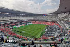 Sân vận động Azteca (Banorte) ở Mexico sau khi được cải tạo, nâng cấp, sẵn sàng cho World Cup 2026. (Ảnh: Phương Lan/TTXVN)