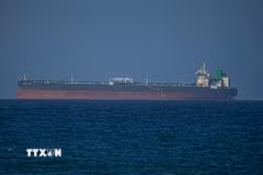 Tàu hàng di chuyển qua eo biển Hormuz ngày 8/4/2026. (Ảnh: AA/TTXVN)