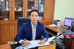 Giám đốc Trung tâm Y tế các Khu công nghiệp tỉnh Bắc Ninh Nguyễn Hữu Sơn góp ý vào dự thảo. (Ảnh: Danh Lam/TTXVN)