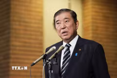 Thủ tướng Nhật Bản Shigeru Ishiba phát biểu tại thủ đô Tokyo. (Ảnh: Kyodo/TTXVN)