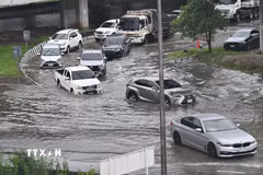 Ngập lụt sau trận mưa lớn kéo dài tại Bangkok, Thái Lan, ngày 26/9/2026. (Ảnh: THX/TTXVN phát)
