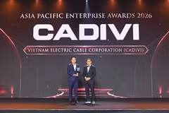 Ông Nguyễn Trung Đức, Phó Tổng Giám đốc CADIVI, đại diện doanh nghiệp nhận giải thưởng Doanh nghiệp xuất sắc châu Á tại APEA 2026.
