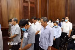 Các bị cáo tại phiên tòa. (Ảnh: Hồng Đạt/TTXVN)