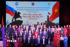 Các đại biểu tham dự Lễ khai mạc chụp ảnh lưu niệm. (Ảnh: Trần Hải/TTXVN)