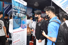 Sinh viên, người lao động tìm việc tại ngày hội tuyển dụng việc làm. (Ảnh: Thanh Vũ/TTXVN)