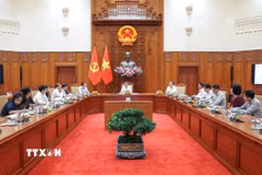 Thủ tướng Lê Minh Hưng chủ trì cuộc họp về công tác chuẩn bị Năm APEC 2027. (Ảnh: Dương Giang/TTXVN)