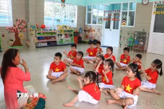 Trường Mầm non Sao Mai điểm ấp 3B (Vĩnh Long) được xây mới khang trang tạo điều kiện học tập và vui chơi tốt hơn cho trẻ. (Ảnh: Lê Thúy Hằng/TTXVN)