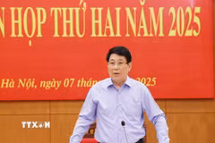 Chủ tịch nước Lương Cường, Trưởng Ban Chỉ đạo Cải cách Tư pháp Trung ương phát biểu chỉ đạo. (Ảnh: Lâm Khánh/TTXVN)