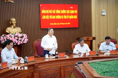 Phó Thủ tướng Thường trực Phạm Gia Túc phát biểu chỉ đạo tại buổi làm việc với Tỉnh ủy Quảng Ngãi. (Ảnh: Lê Phước Ngọc/TTXVN)