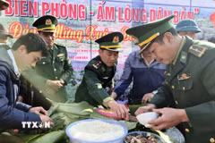 Lễ hội “Bánh chưng xanh” lan tỏa không khí đặc trưng của ngày Tết cổ truyền của dân tộc. (Ảnh: TTXVN phát)