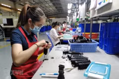 Công nhân tại một nhà máy ở Đồng Nai. (Ảnh: Minh Hưng/TTXVN)