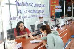 Hướng dẫn người dân Bình Dương làm thủ tục đăng ký hộ kinh doanh. (Ảnh: Dương Chí Tưởng/TTXVN)