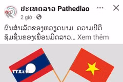 Bài đăng trên trang Facebook chính thức của tờ Pathetlao. ?(Ảnh: TTXVN phát)