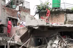 Thiệt hại sau lũ quét tại Nuwakot, Nepal. (Ảnh: ANI/TTXVN phát)