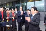 Chủ tịch nước Lương Cường dự Lễ bàn giao máy bay Boeing 737 MAX đầu tiên giữa Tập đoàn Boeing và Hãng hàng không Vietjet Air. (Ảnh: Lâm Khánh/TTXVN)