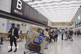 Hành khách tại sân bay Narita, Nhật Bản. (Ảnh: Kyodo/TTXVN)