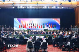 Hội nghị Cấp cao Kinh tế ASEAN - Hội đồng Hợp tác Vùng Vịnh (GCC) - Trung Quốc. (Ảnh: Dương Giang/TTXVN)
