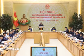 Thủ tướng Phạm Minh Chính khai mạc Hội nghị phát triển khoa học, công nghệ, đổi mới sáng tạo và nhân lực chất lượng cao. (Ảnh: Dương Giang/TTXVN)