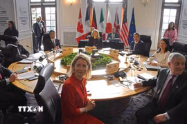 Các đại biểu tham dự Hội nghị Ngoại trưởng G7 ở La Malbaie, Canada ngày 13/3/2025. (Ảnh minh họa: Kyodo/TTXVN)