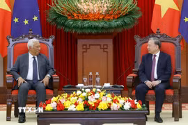 Tổng Bí thư Tô Lâm tiếp Chủ tịch Hội đồng châu Âu António Costa. (Ảnh: Thống Nhất/TTXVN)