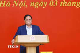 Thủ tướng Phạm Minh Chính chủ trì Hội nghị lần thứ hai Ban Chấp hành Đảng bộ Chính phủ. (Ảnh: Dương Giang/TTXVN)