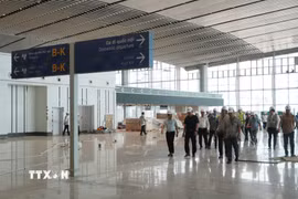Bên trong nhà ga hành khách sân bay Long Thành đã cơ bản hoàn thiện phần xây dựng. (Ảnh: Công Phong/TTXVN)