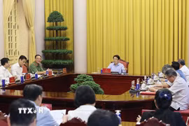 Chủ tịch nước chủ trì buổi làm việc về công tác chuẩn bị cho Lễ mở ký Công ước Hà Nội. (Ảnh: Lâm Khánh/TTXVN)