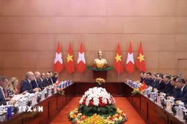Tổng Bí thư, Chủ tịch nước Tô Lâm hội đàm với Tổng thống Thụy Sĩ Guy Parmelin. (Ảnh: Thống Nhất/TTXVN)