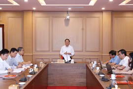 Hội nghị thông qua Báo cáo kết quả kiểm tra của Bộ Chính trị, Ban Bí thư đợt 2 với Ban Thường vụ Tỉnh uỷ Cao Bằng. (Ảnh: Phương Hoa/TTXVN)