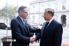 Thủ tướng Bỉ Bart De Wever đón Tổng Bí thư, Chủ tịch nước Tô Lâm. (Ảnh: Thống Nhất/TTXVN)