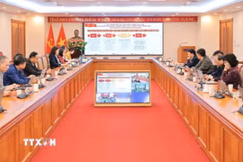Quang cảnh Hội nghị tại điểm cầu Thông tấn xã Việt Nam. (Ảnh: Lê Đông/TTXVN)