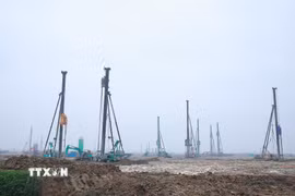 Công trường thi công Dự án Cảng hàng không quốc tế Gia Bình. (Ảnh: Dương Giang/TTXVN)