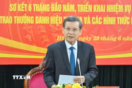 Đồng chí Lê Minh Trí phát biểu kết luận hội nghị. (Ảnh: Phương Hoa/TTXVN)