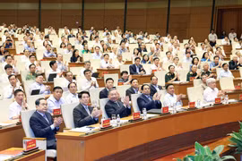 Tổng Bí thư Tô Lâm và các đại biểu tham dự Hội nghị tại điểm cầu chính Phòng họp Diên Hồng, Nhà Quốc hội, Hà Nội. (Ảnh: Thống Nhất/TTXVN)