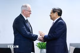 Thủ tướng Phạm Minh Chính tiếp ông Neil Pollock, Phó Chủ tịch Phòng Thương mại và Công nghiệp Nam Phi. (Ảnh: Dương Giang/TTXVN)